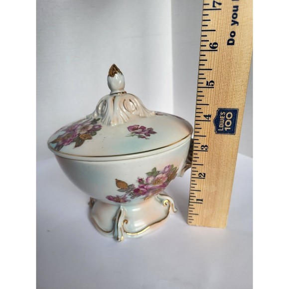 Lot of 2 Antique Porcelain Hand Painted Floral Compote Moriage Gold Dish Japan - Picture 8 of 13